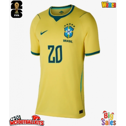 Brazil Lucas Paqueta #20 Replica Home Stadium Shirt for Women World Cup 2026 Short Sleeve